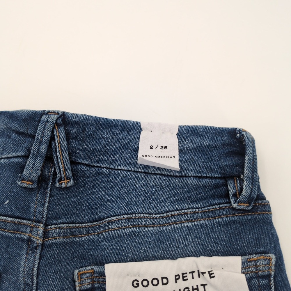 NWT Good American Good Petite Straight Fit Jeans Size 2/26 Mid Rise Blue 25.5" - Picture 10 of 10